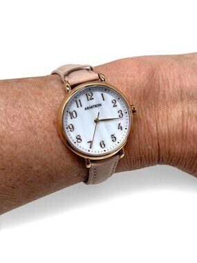 Armitron Womens Rose Gold Watch With Leather Strap Mother of Pearl Dial
